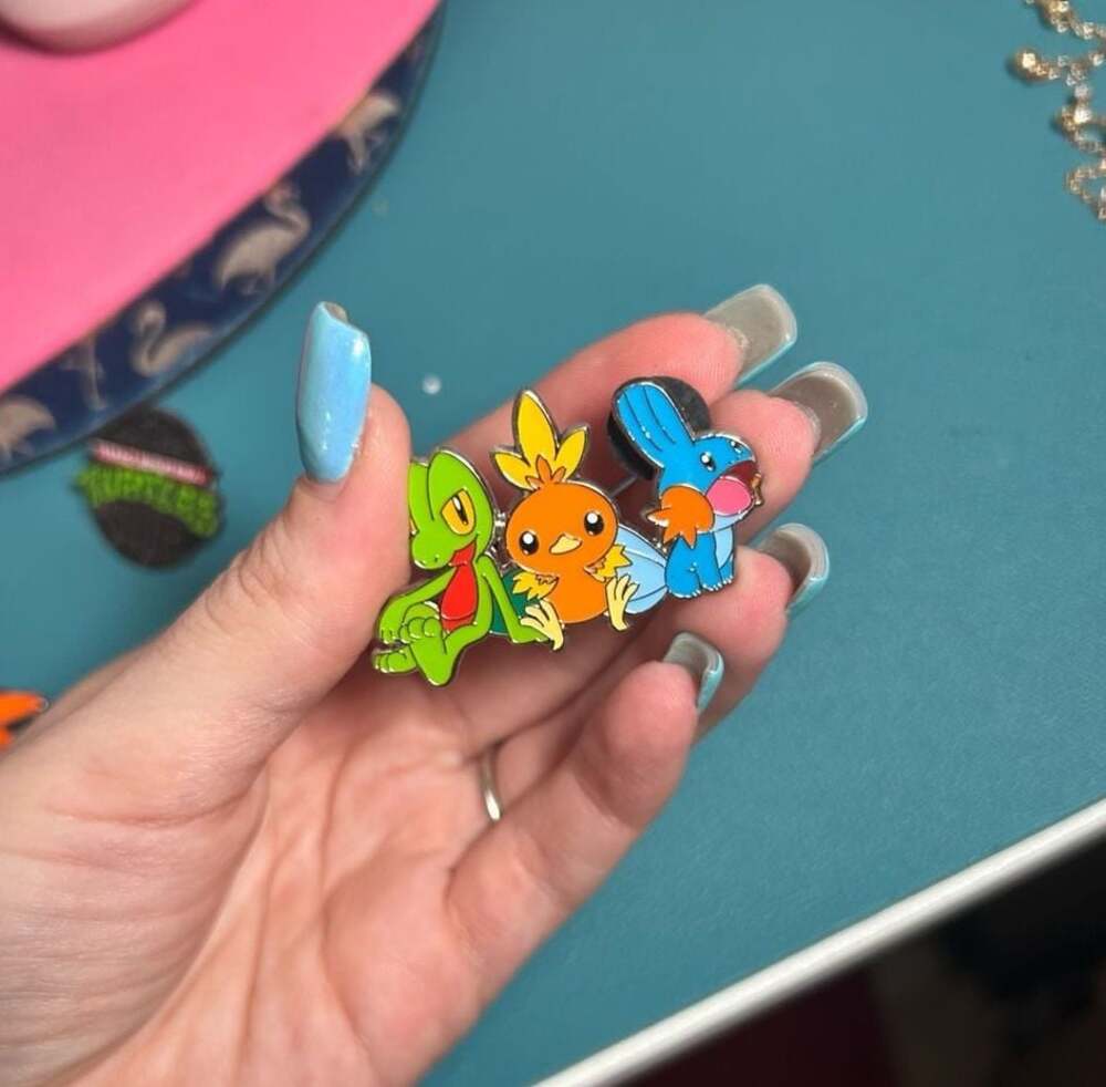 Pokemon Hoenn Starters Treecko Torchic Mudkip Enamel Pin